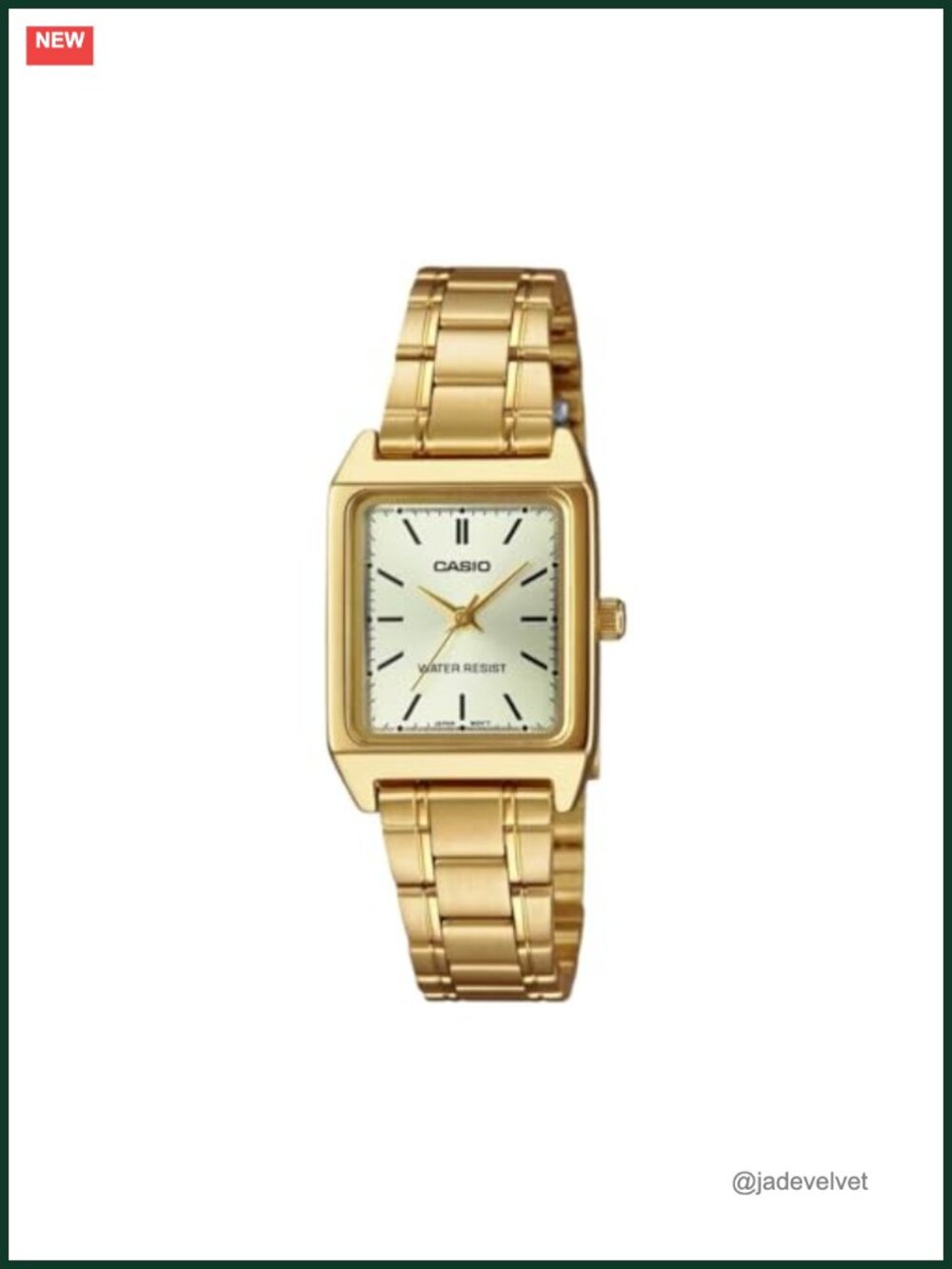 Casio LTP-V007G-9E Women's 22mm Rectangular Gold Tone Stainless Steel Watch